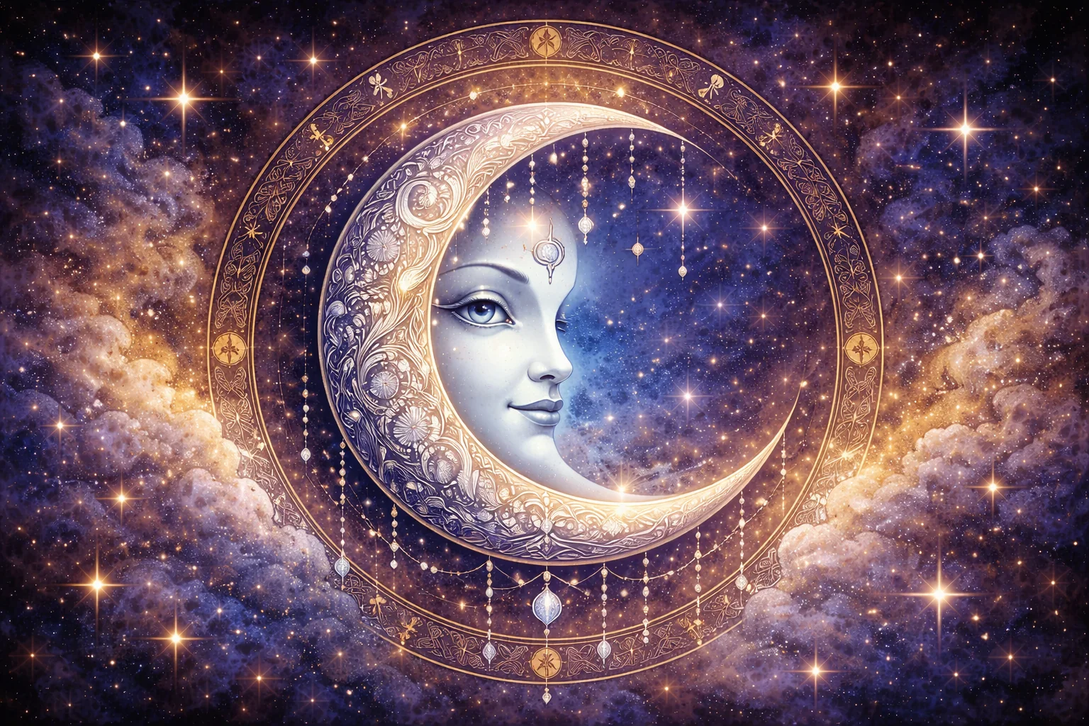 Symbole astrologique de la Lune avec ses différentes phases