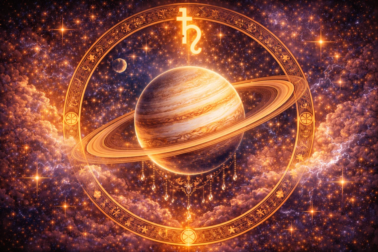 Symbole astrologique de Saturne avec ses anneaux